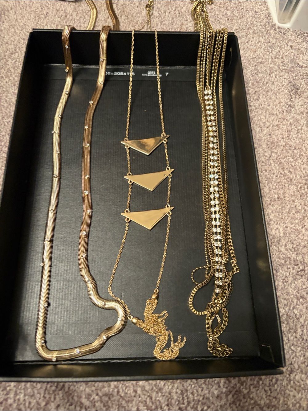 Anne Klein Shiny Gold Layered Triangle Pendant Necklace Set